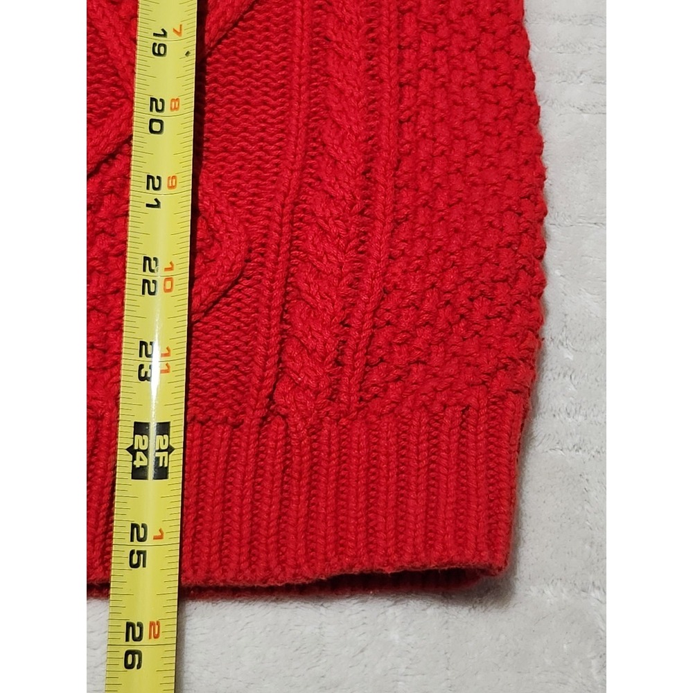 Gap Cable Knit Sweater Womens‎ Large Red Long Sleeve Pullover Cotton Preppy - Picture 3 of 6